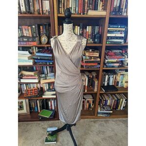 D. exterior grey jersey knit faux wrap jeweled strap cocktail dress sz m